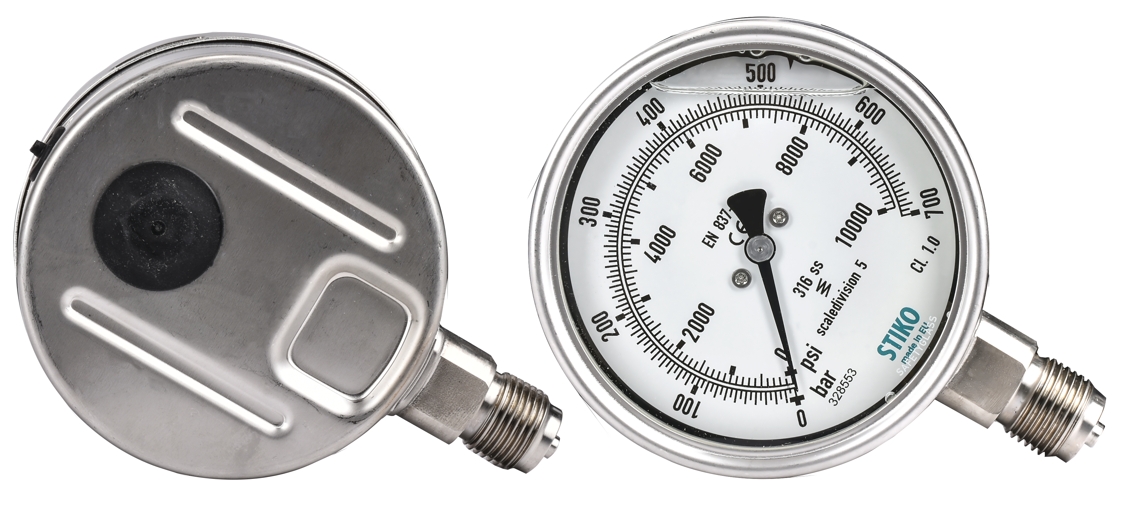 Stiko MN0700BG2US 700 Bar Pressure Gauge – Side View Kopyala